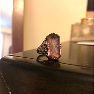 Sterling Silver Amethyst Cameo Ring
